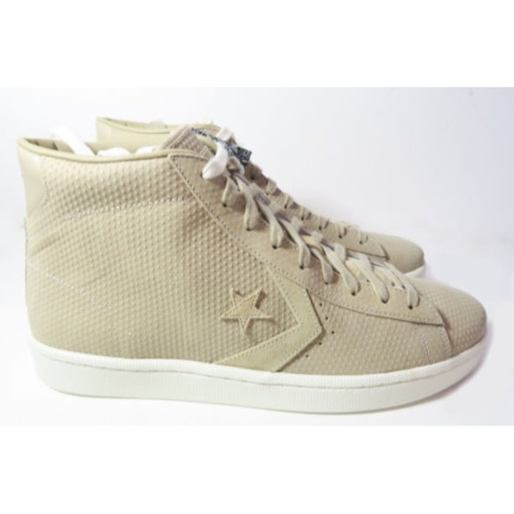 khaki leather converse